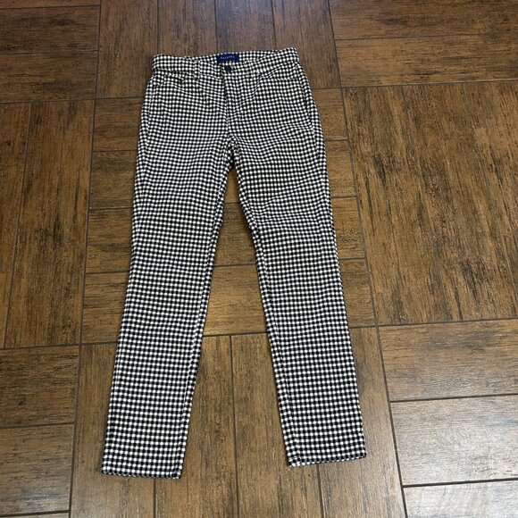 Talbots Black and White Check Velvet High Waist Straight Leg Jeans Size 2 Petite - Picture 9 of 10